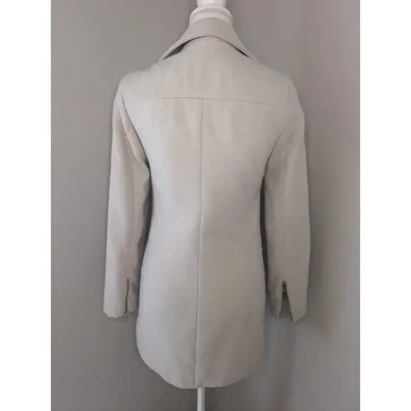 Farm Rio Brazil rare exclusive minimalist chic ivory cream zipper coat S - Picture 3 of 11